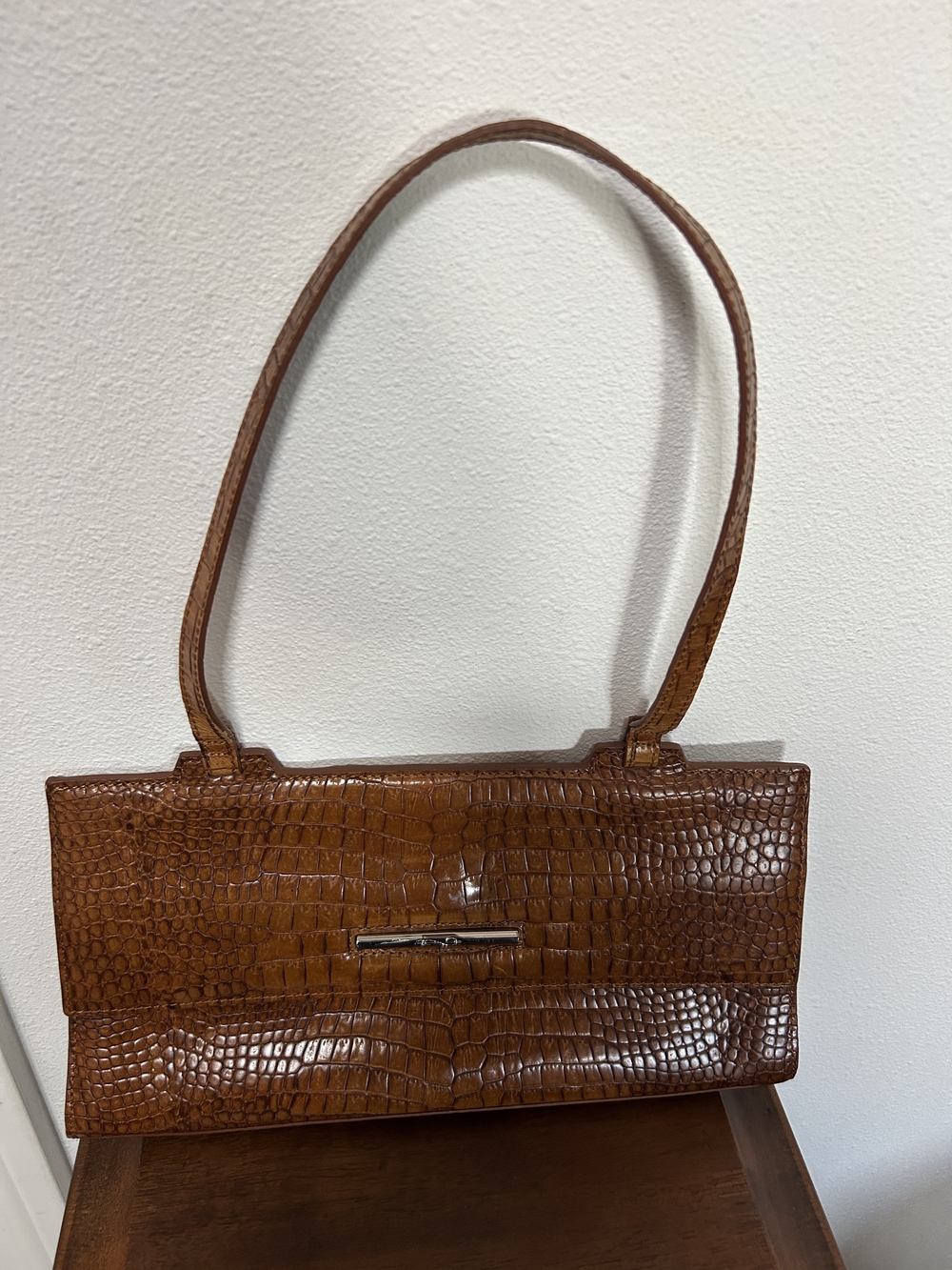 Cole Haan Croc-Embossed Tan Shoulder Bag